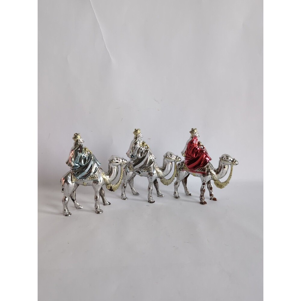 Vtg Hard Plastic Christmas Ornaments Wise Men on Camel Bradford